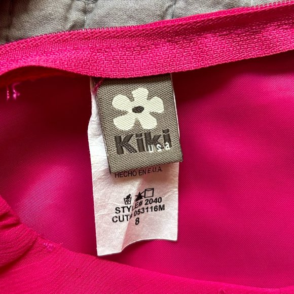 Girls Fuchsia dress Chiffon with asymetric Ruffle - Picture 8 of 12